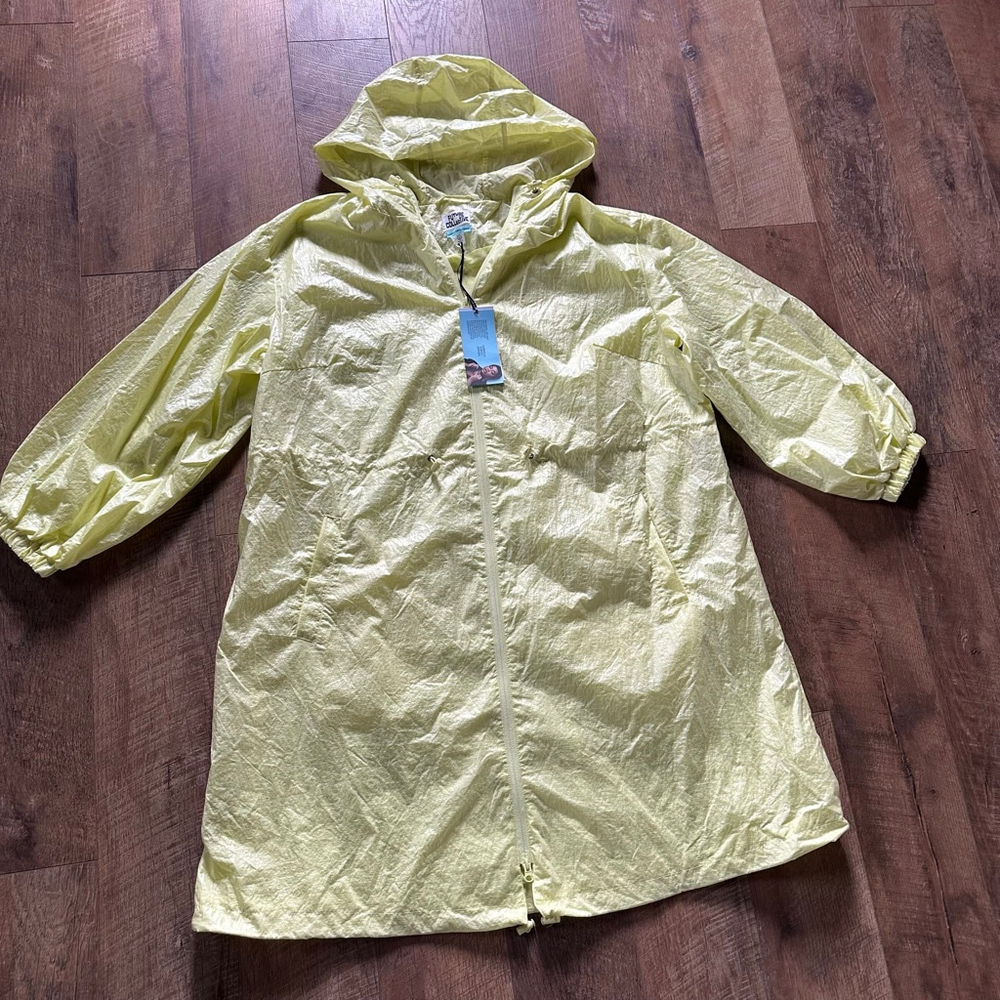 Women's FUTURE COLLECTIVE Yellow Hooded Rain Jacket XXL